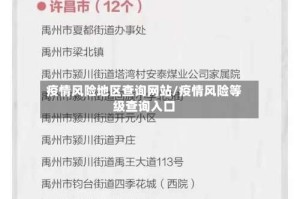 疫情风险地区查询网站/疫情风险等级查询入口