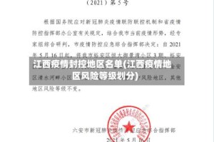 江西疫情封控地区名单(江西疫情地区风险等级划分)