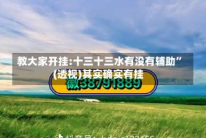 教大家开挂:十三十三水有没有辅助”(透视)其实确实有挂