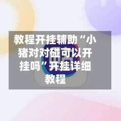 教程开挂辅助“小猪对对碰可以开挂吗”开挂详细教程-第1张图片